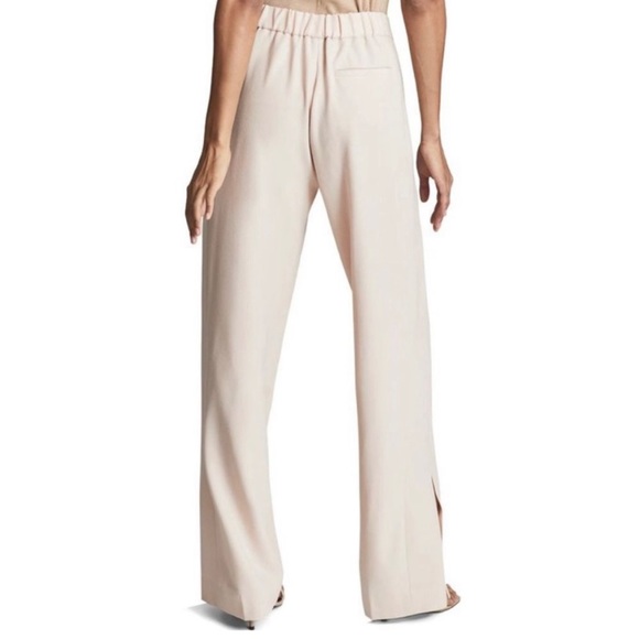 REISS Tia Wool Blend Wide Leg Split Hem Light Pink Trousers Womens Size 8 - Picture 2 of 6